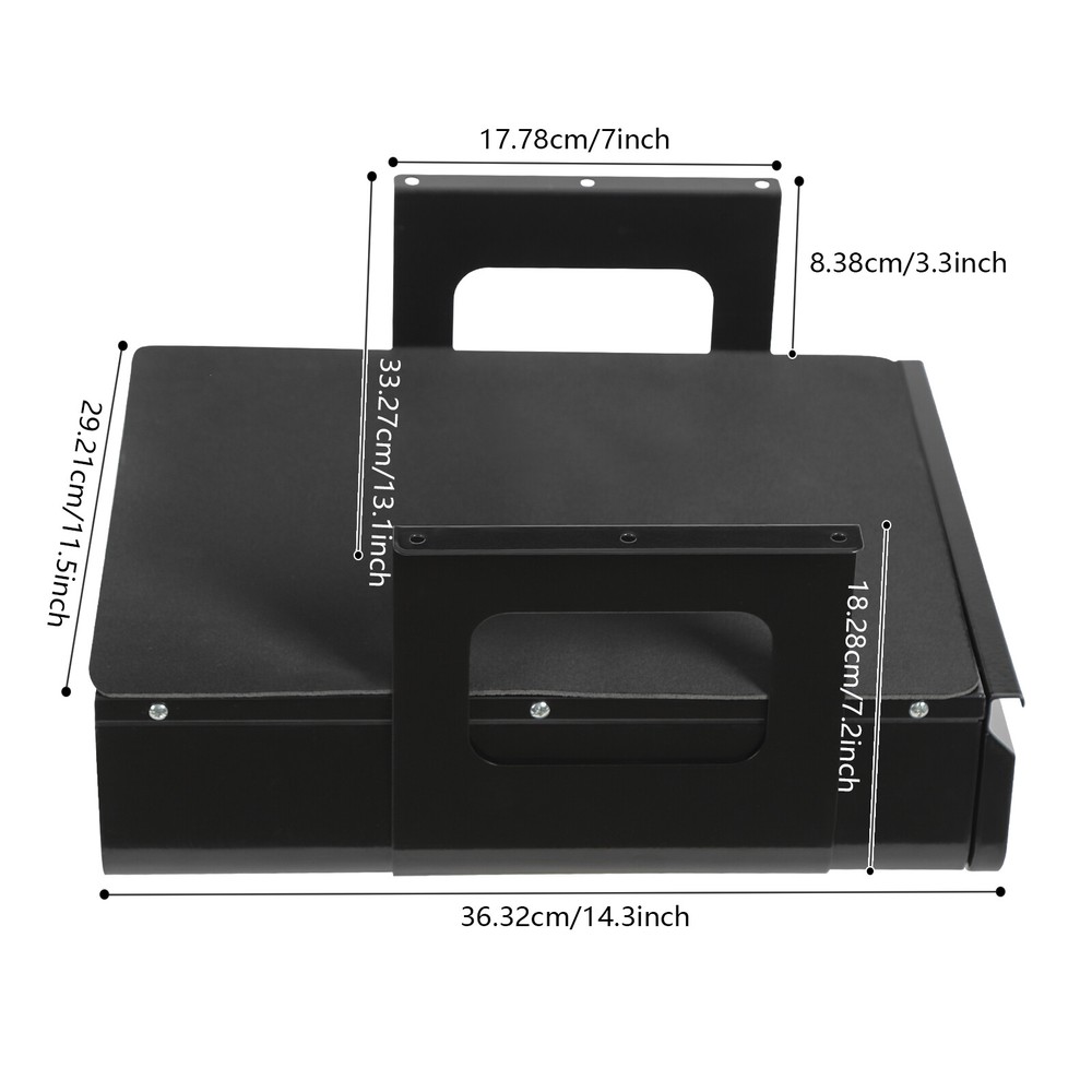 Black Steel Under Desk Sliding Drawer Lockable Pull Out Storage Organizer