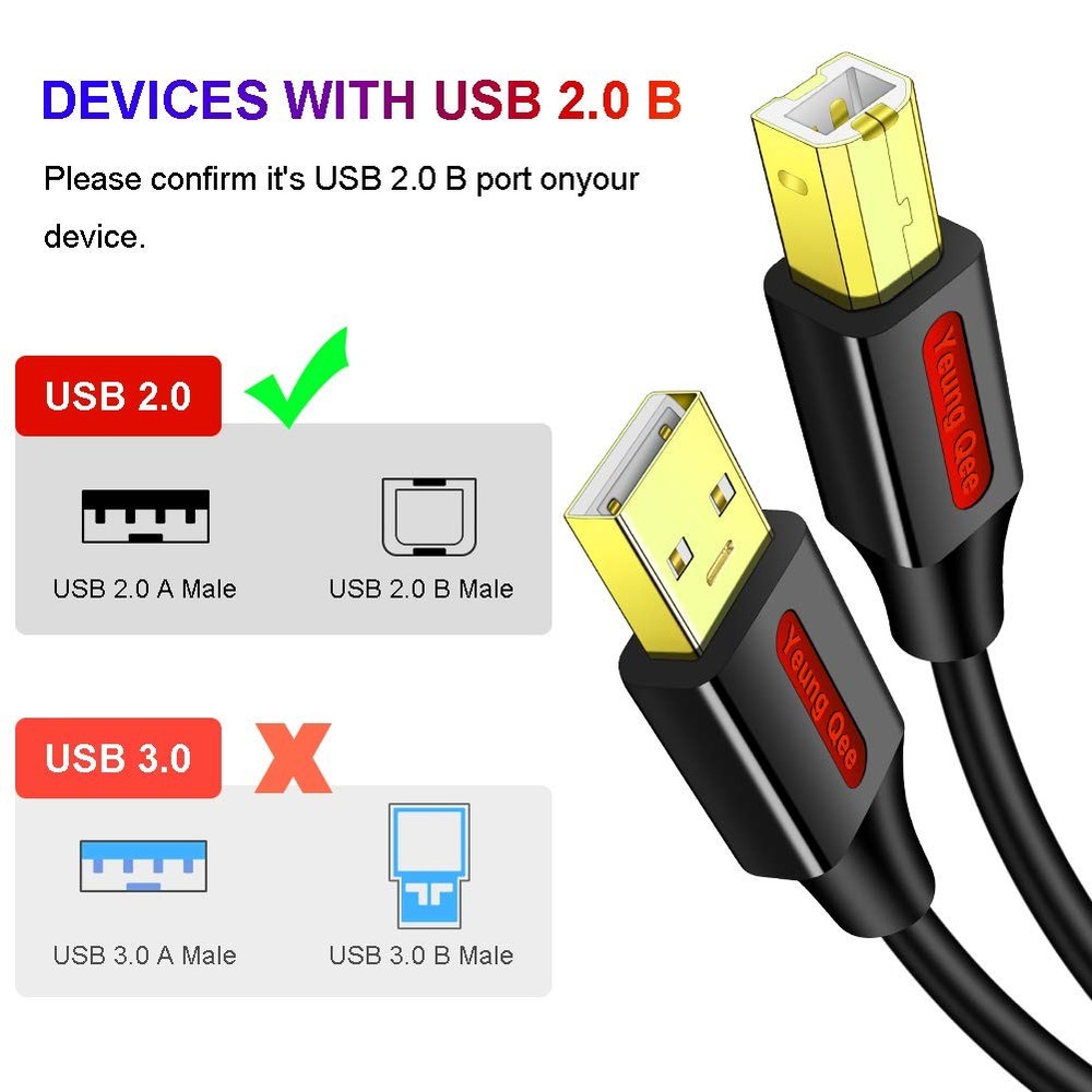 Printer Cable 12 FT,USB High Speed USB 2.0 A 12ft/4M, Black