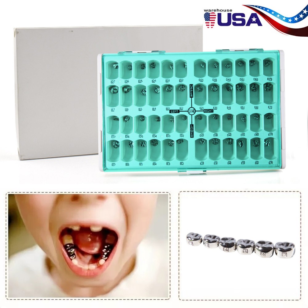 48 ASSORTED PRIMARY MOLAR STAINLESS STEEL CROWNS - COMPLETE KIT