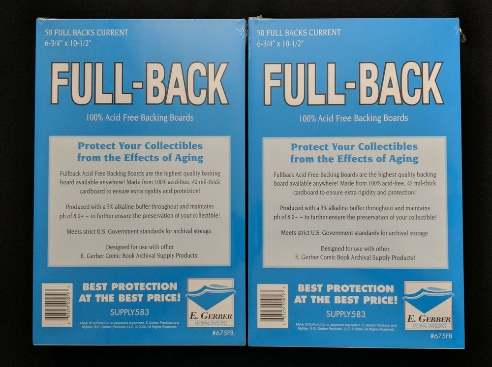 500 E. Gerber FULL-BACK CURRENT 100% AcidFree 42Mil Archival Comic Boards 675FB