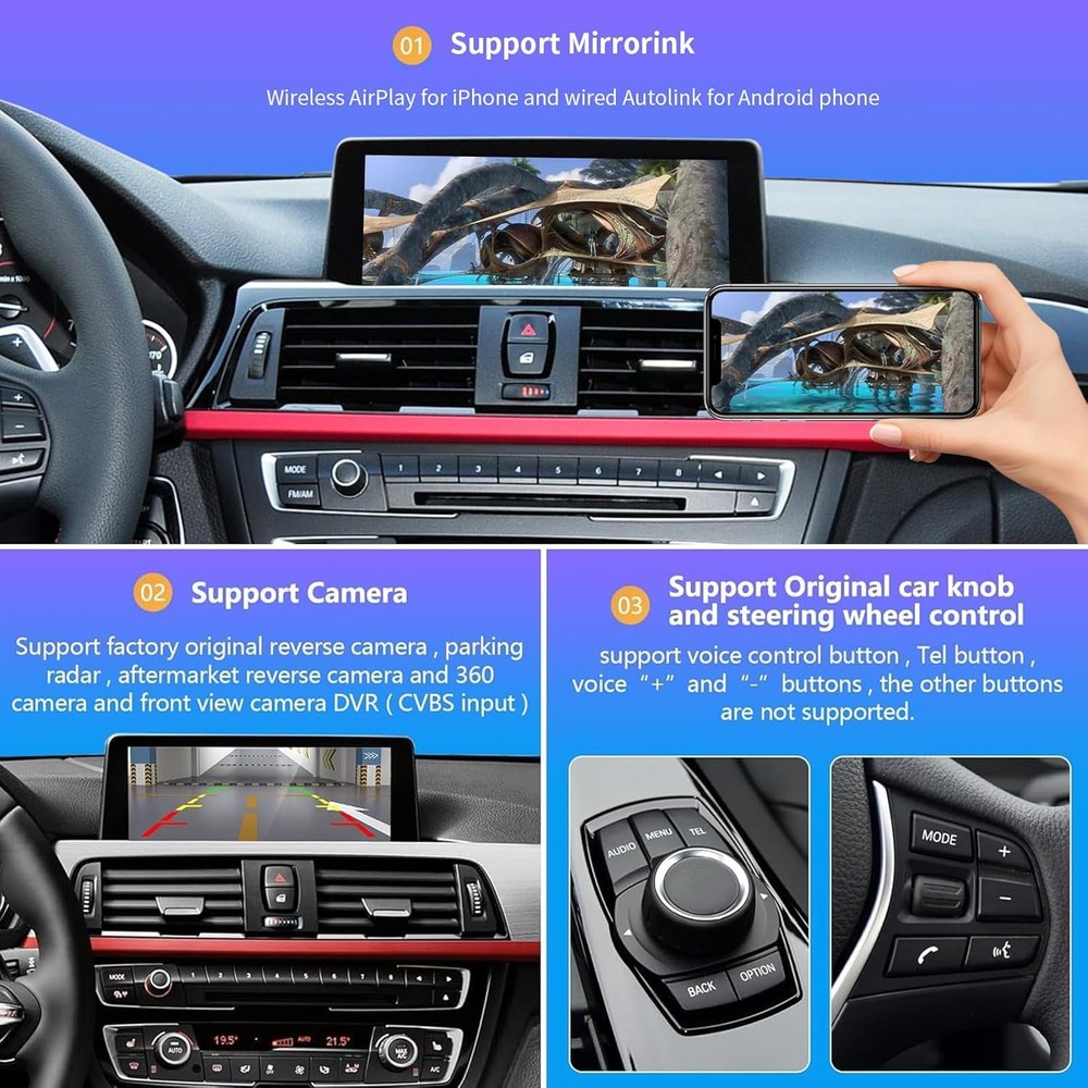 Wireless Apple CarPlay Android Auto Decoder Box For BMW CIC Multimedia Interface