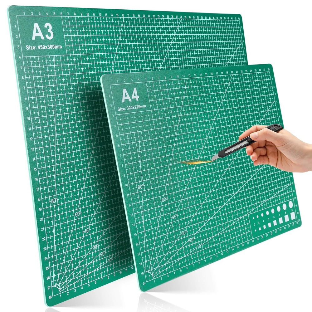 2 Pcs Large Cutting Mat Self Healing,Double Sided,Grid Line And Angles Help T...