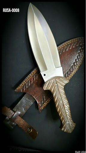 Smatchet Knife D2 Tool Steel Brown Micarta Sculpted Handle