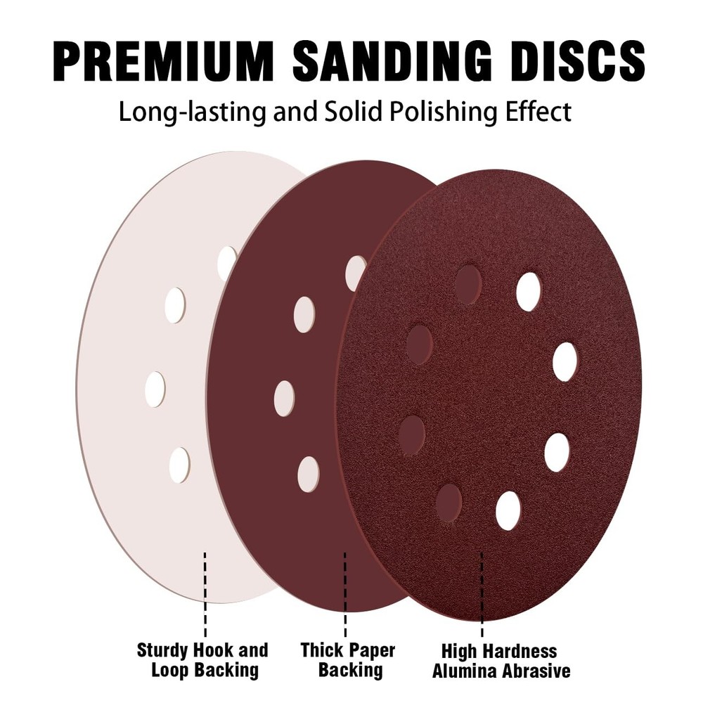 120 Grit Orbital Sanding Discs 52 Pack 5 Inch