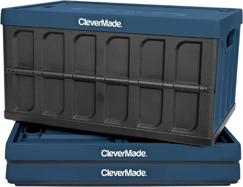 Collapsible Storage Bins with Lids (62L, 3 Pack) – Heavy Duty Foldable Plastic S