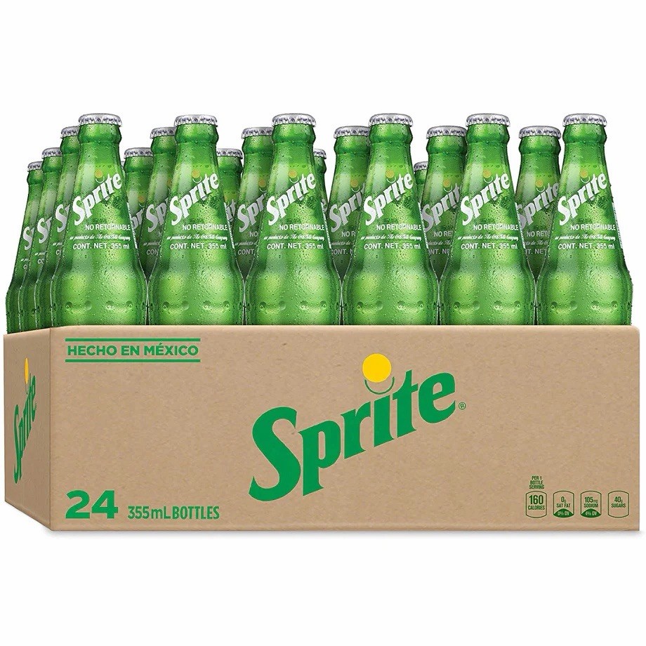 Sprite Lemon Lime Soft Drink 24 Pack Glass Bottles 355mL Mexican Cane Sprite