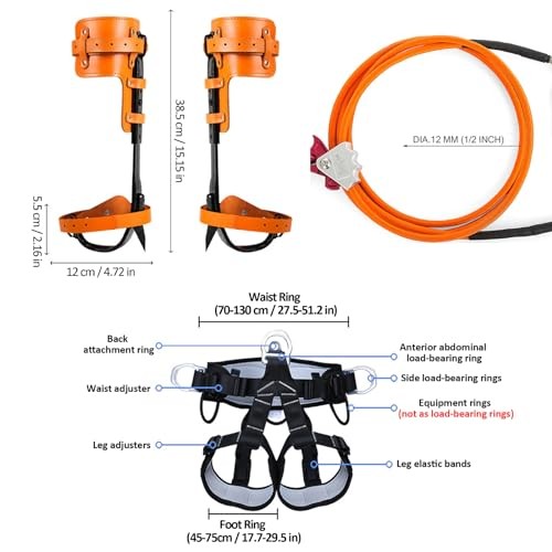 Tree Climbing Gear, Tree Climbing Spikes, Tree Climbing Gear with Adjustable