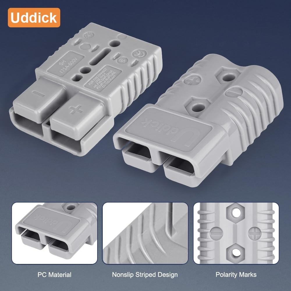 175A Battery Quick Disconnect Connector 2 PCS 600V Wire Harness Plug 4AWG