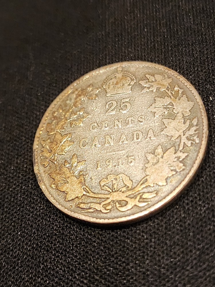 1915 Canada 25 Cents Silver Coin