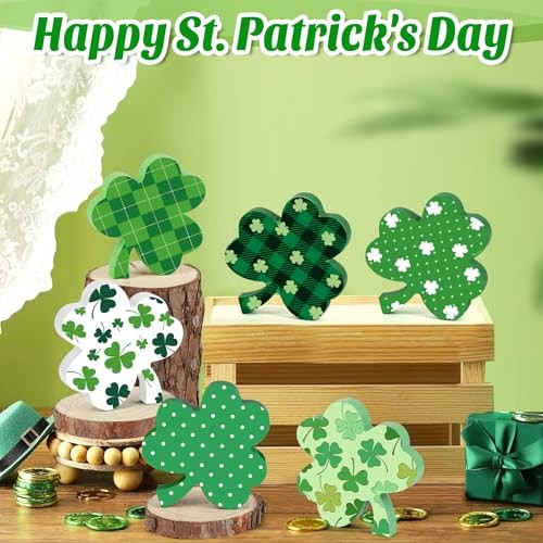 COCHIE St. Patrick's Day Shamrock Decorations, Wooden Saint Patrick Day Pattern