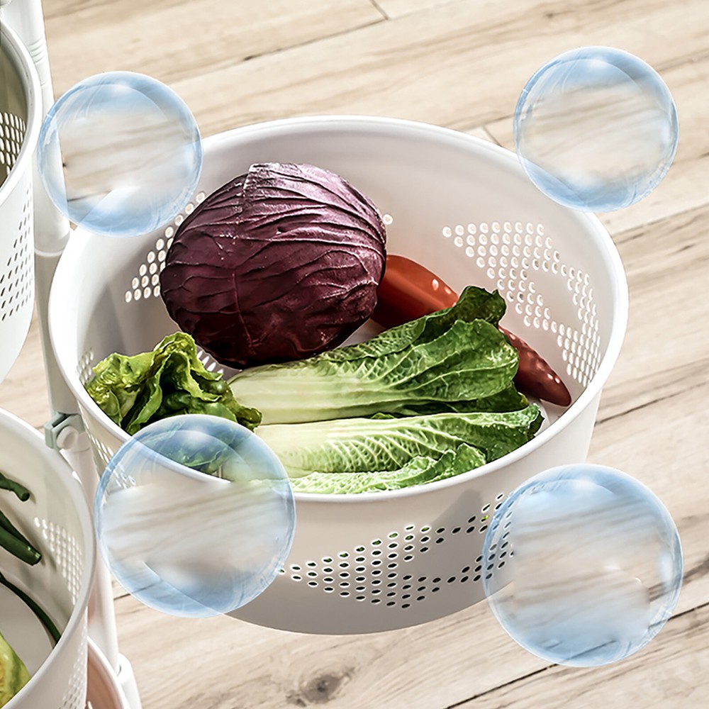 Multi-Layer Storage Shelves Kitchen Storage Cart Rotating Basket Vegetable Rack