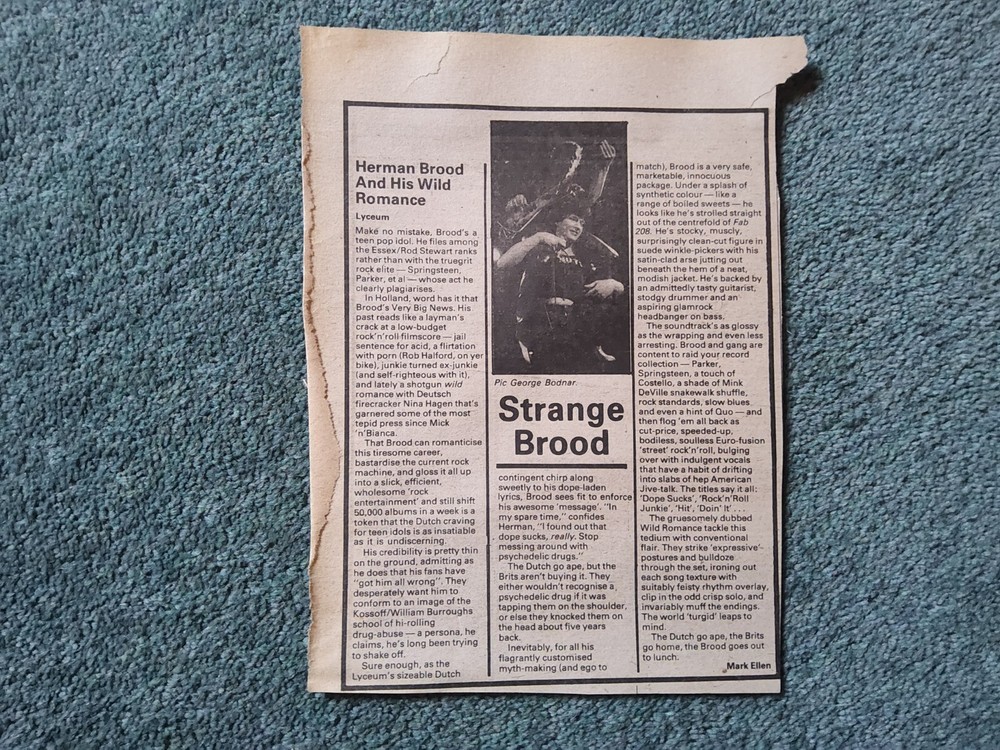 Sk33 Ephemera 1982 Pop Article Herman Brood Lyceum