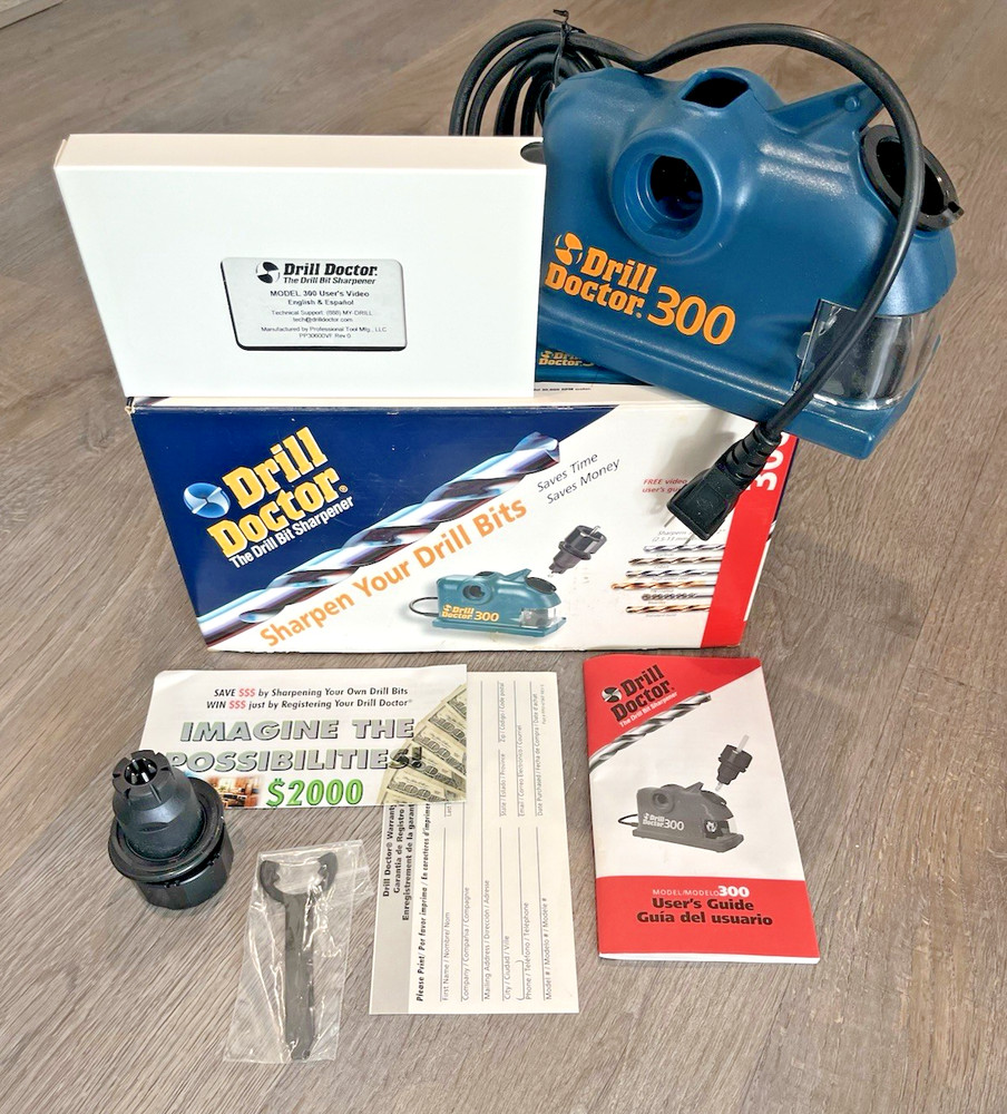 Drill Doctor Model 300 Bit Sharpener with Box, VHS Guide & Instruction Manual