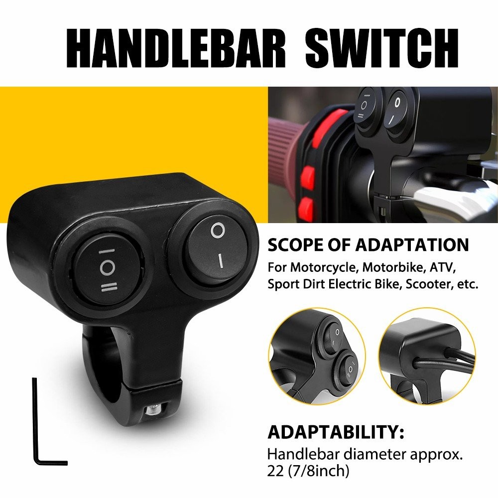 7/8" Motorcycle Dual Button On Off Switch Handlebar Headlight Fog Spot Light