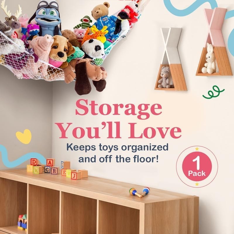 Space-Saving Triangle Hammock for Stuffed Animals - Durable and Stylish Design