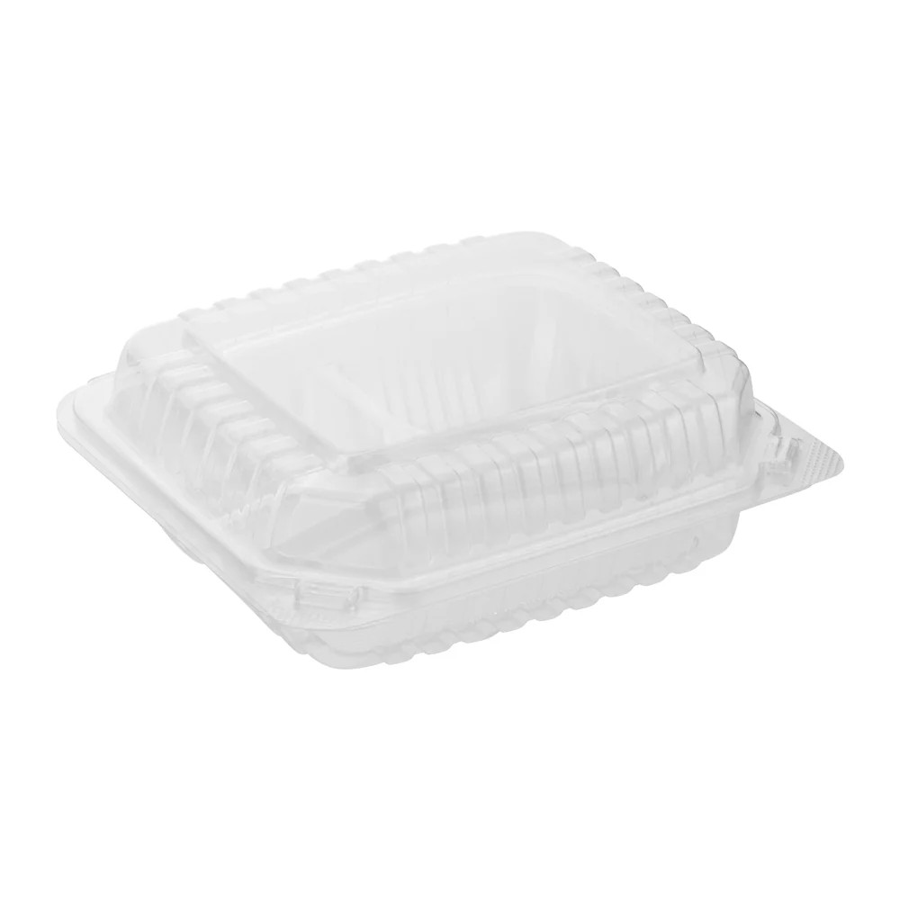 Clear Hinged PS Container 3-compartment, 8" x 8" 3in Tall, 200pc (200/1)