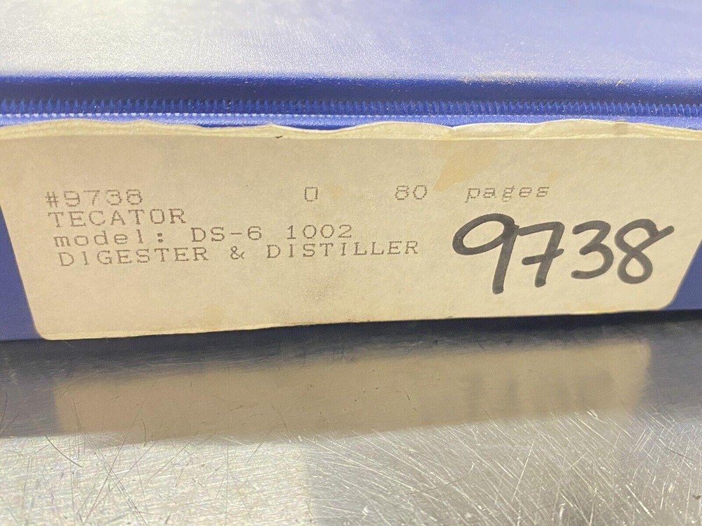 Tecator 1002 Distilling Unit Kjeltec System - Users Guide / Instruction Manual