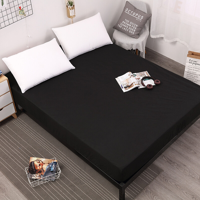 Waterproof Fitted Sheet Solid Color Bedding Mattress Protector Cover Washable