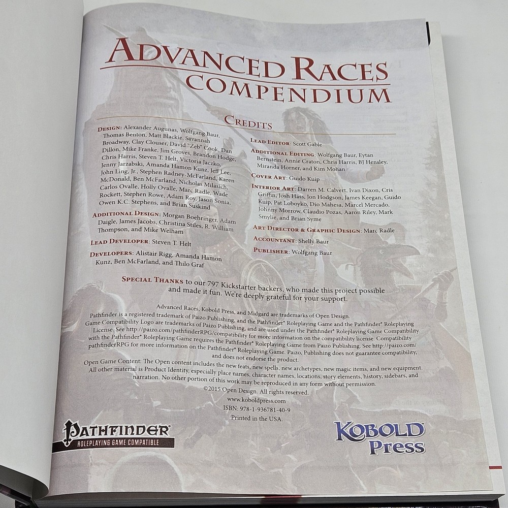 Advanced Races Compendium Hardcover Book Guide