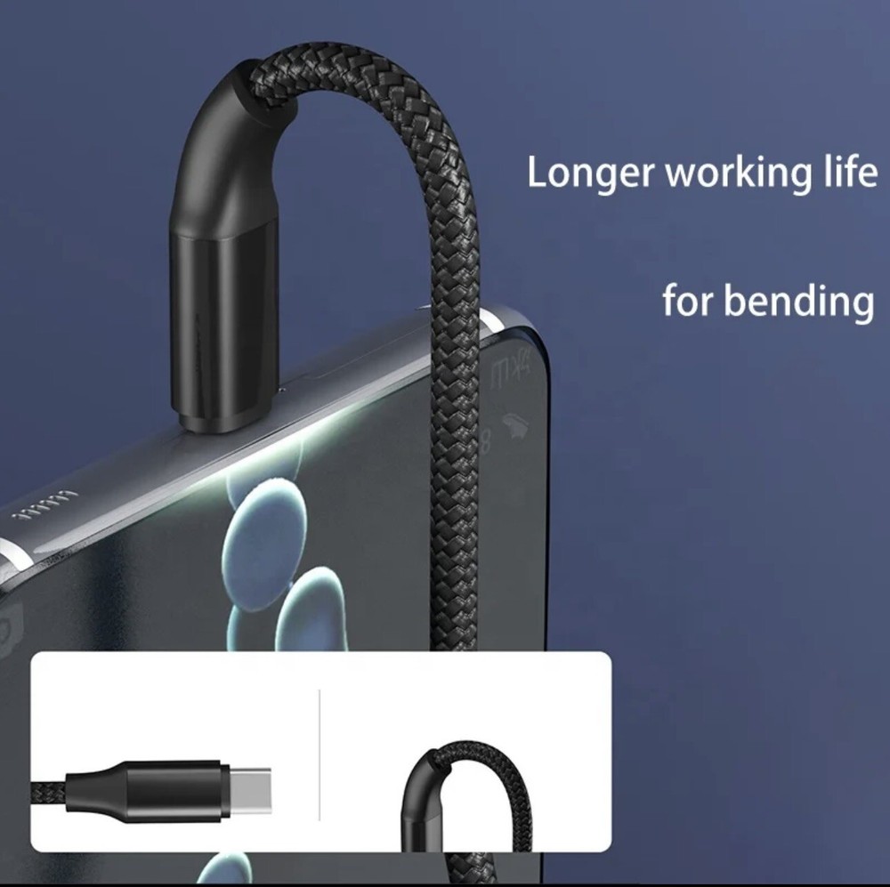 Heavy Duty Braided USB C Type-C Fast Charging Data Sync Charger Cable