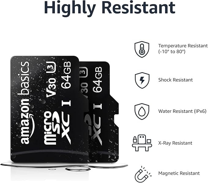 2 Amazon Basics MicroSD cards Class 10 - 64GB Memory Cards