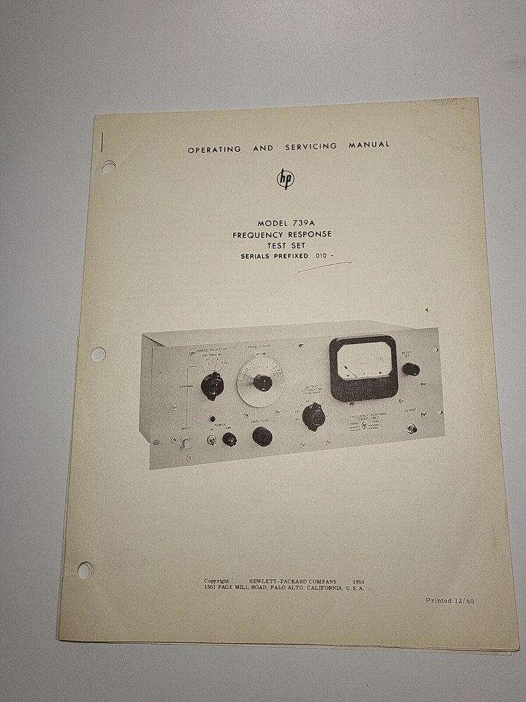HP 739A Frequency Response Test Set Operating & Servicing Manual