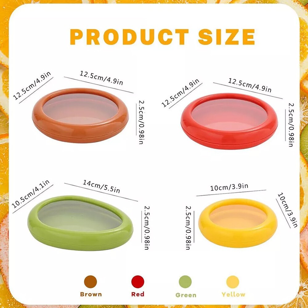 4PCS Plastic Fridge Fresh-Keeper Container for Avocado Onion & Half-Cut Fruit