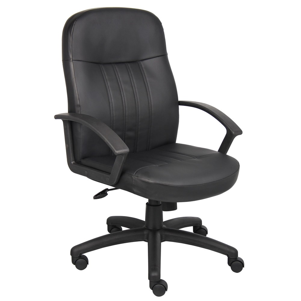 Executive Office High Back Chair with Arms Leather Black