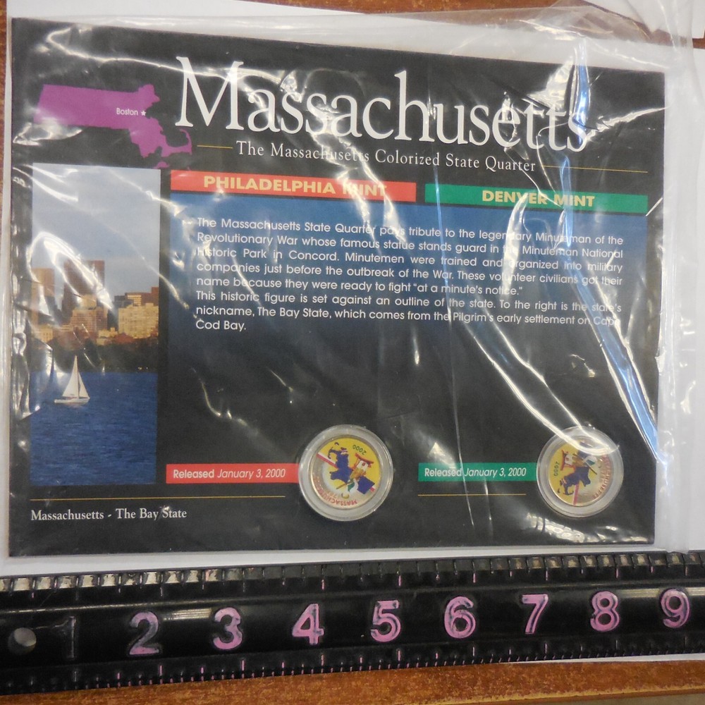 Certified Colorized Massachusetts  State Quarters