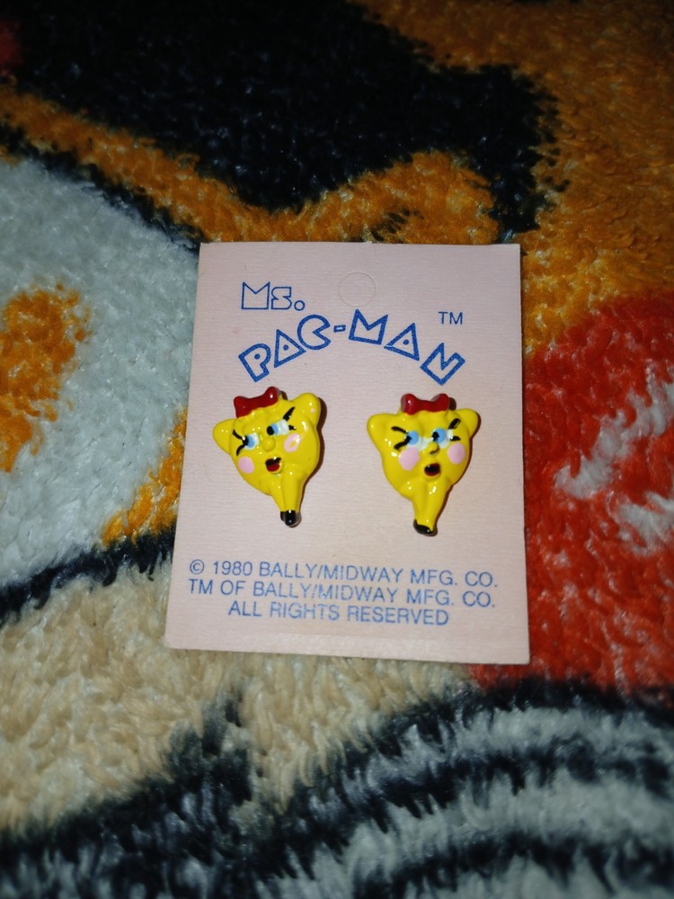 1980 MS Pac man Ear Rings NOS MOC
