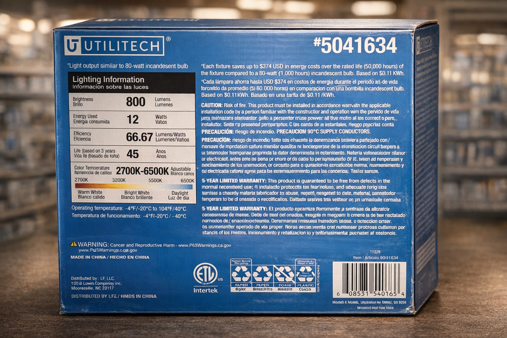 Utilitech 5-6 in Adjustable White LED Universal Lighting Kit 6 Count, 3-in-1