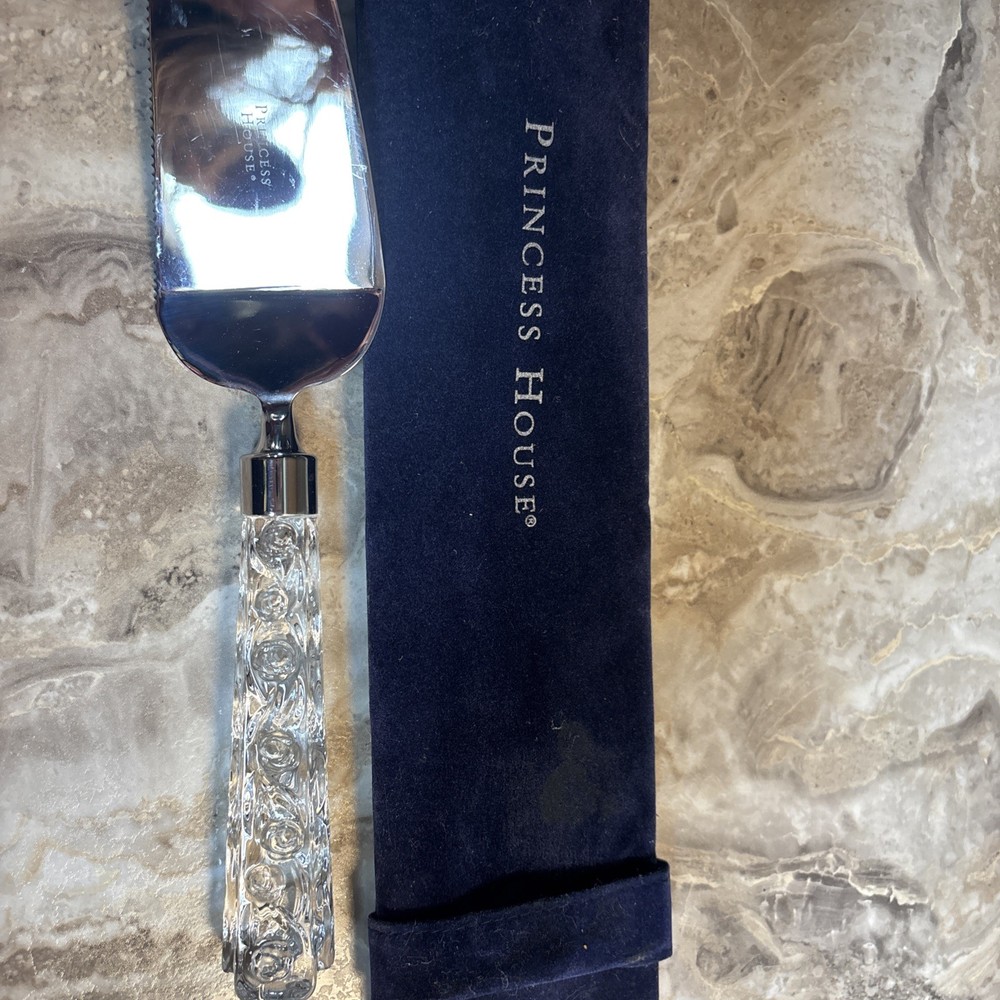 Princess House Stainless Crystal Handle Cake/Pie Server Case Wedding