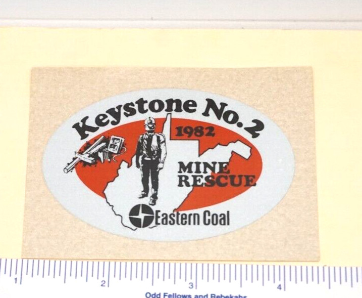 Coal Mining Sticker 1982 Keystone No 2 Mine Rescue Eastern Coal Red Black