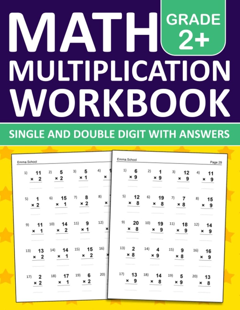 Math Workbook Multiplication For Grades 2+ | Single Digit And Double Digit Workb