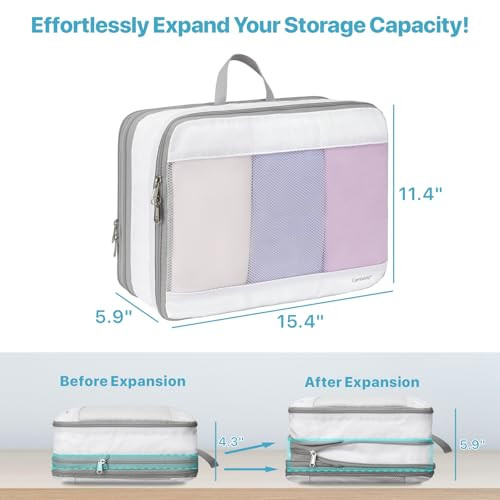 Double Sided Expandable Packing Cubes - Separate Clean and Dirty 1L (White)
