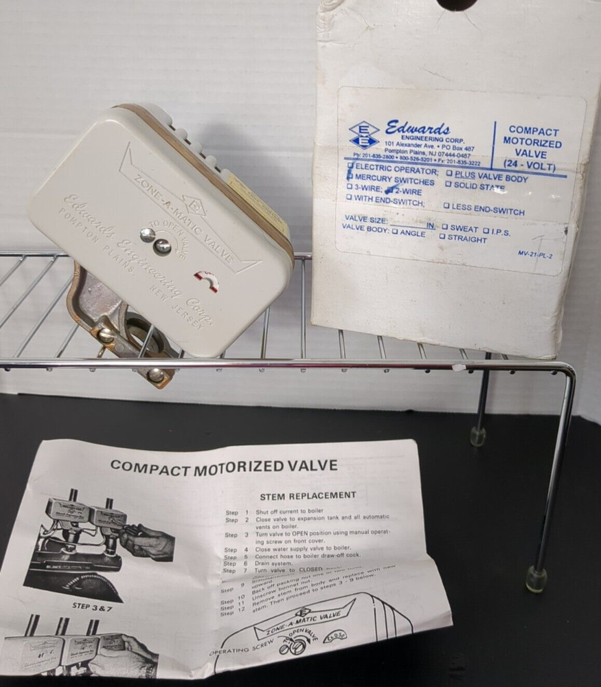 Edwards Engineering MV-21 Compact Motorized Zone Valve Operator Switch 2 wire 24
