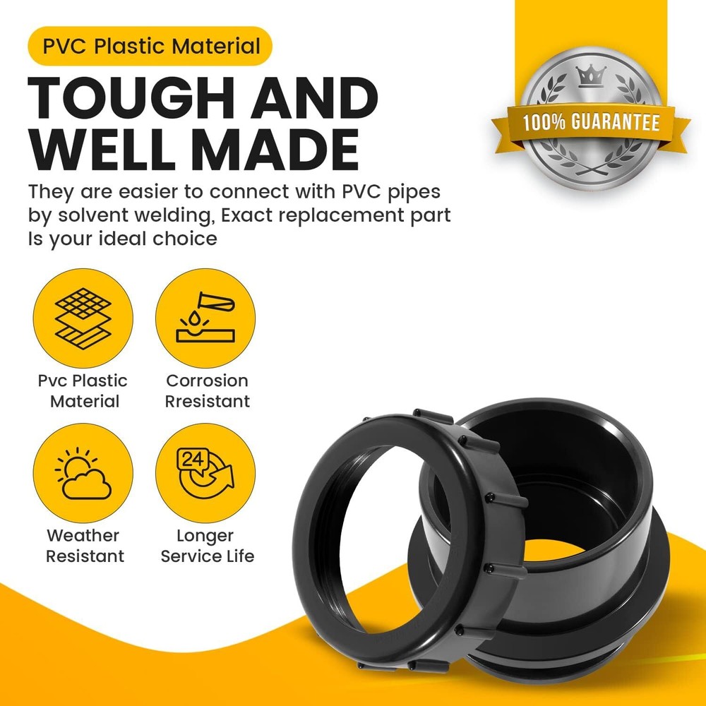 2Pack Black Pool Valve Adaptor Replacement Kit 270100 For Pentair D.E. Filter