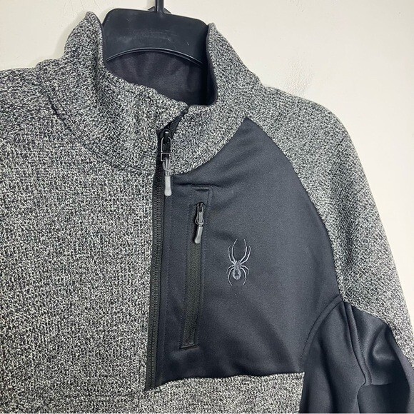 Spyder half zip sweater gait pullover gray black size large