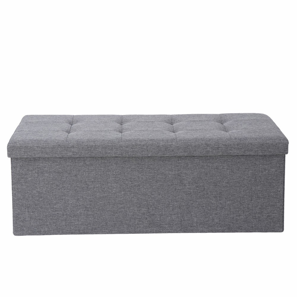 43" Folding Storage Ottoman Bench Footrest Storage Stools Home Decor, Dark Grey