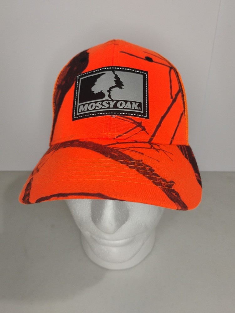Mossy Oak Blaze Orange Logo Patch Snapback Hat Cap