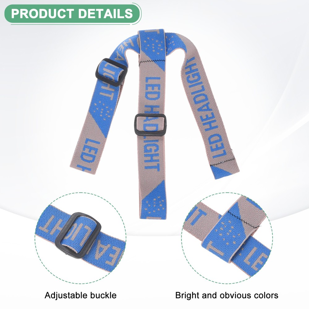 3-Pack Headlamp Strap Replacement Headband, High Elastic for Camping, Gray Blue