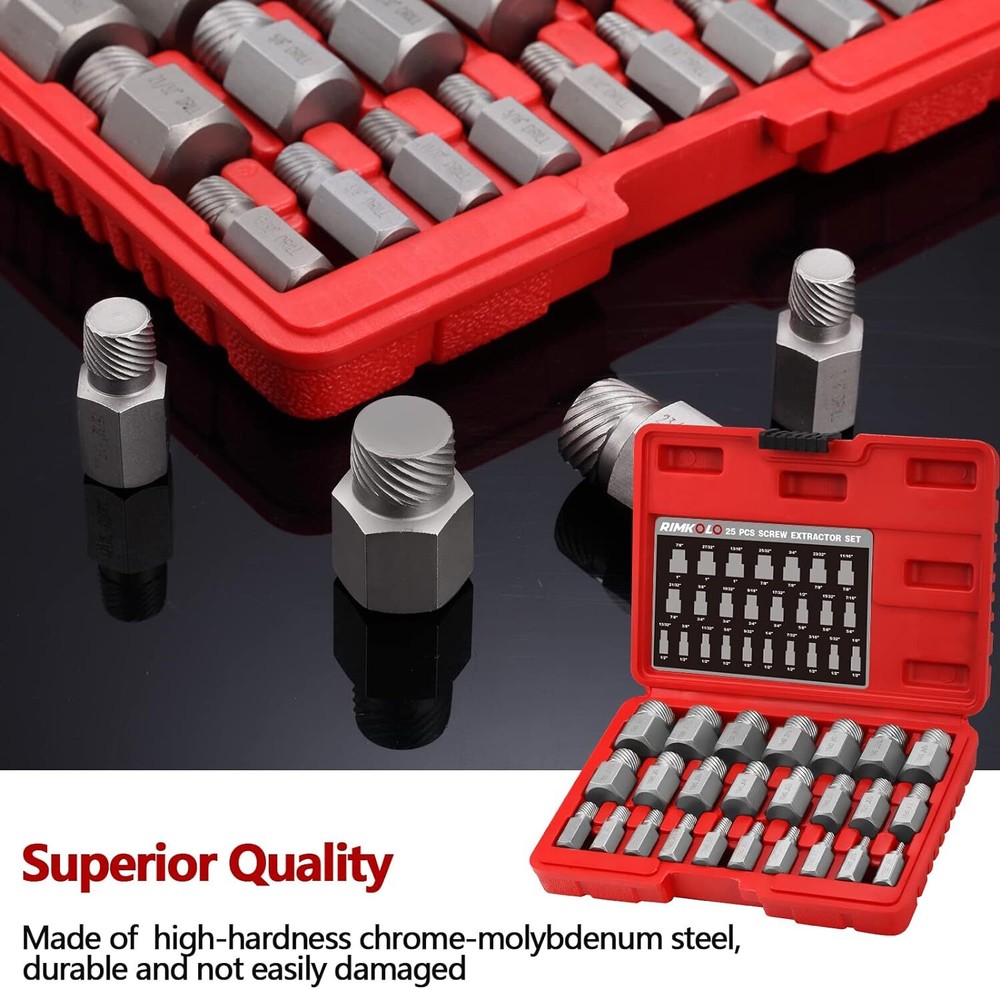 25Pcs Hex Head Multi-Spline Extractors Remove Tool Removes Broken Screws Bolts