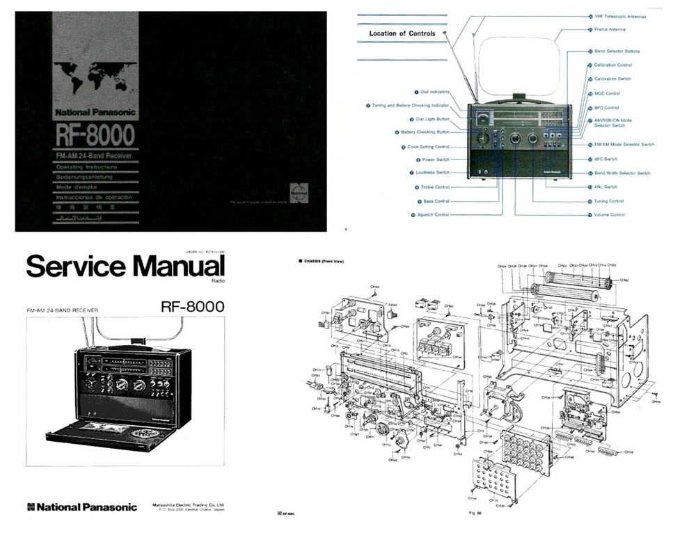 PANASONIC RF-8000 OPERATING MANUAL + SERVICE MANUAL + 11x17 SCHEMATIC