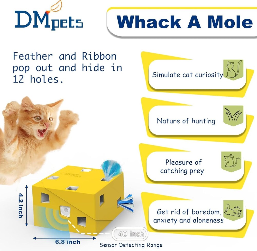 Smart cat electric toy, USB charging, upgraded mole cat interactive game.
