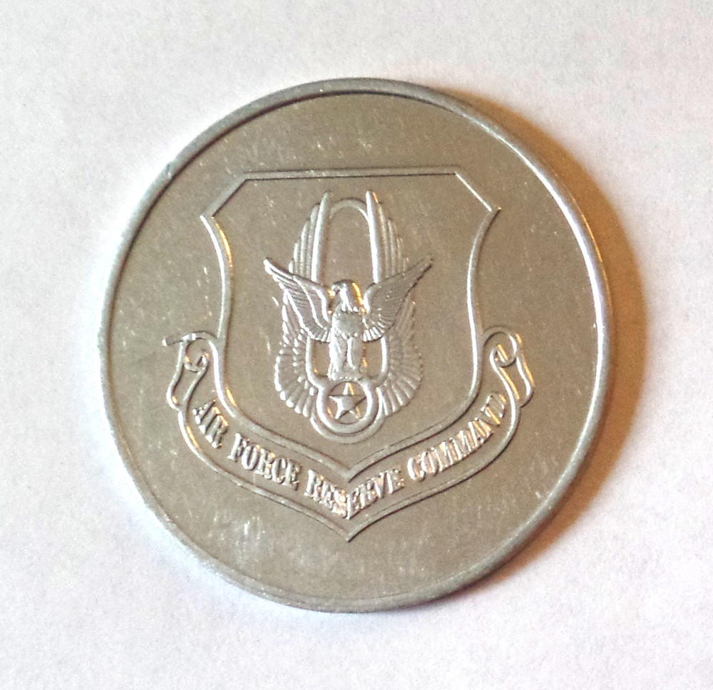 Vintage AIR FORCE RESERVE COMMAND ABOVE & BEYOND Silver Tone Token