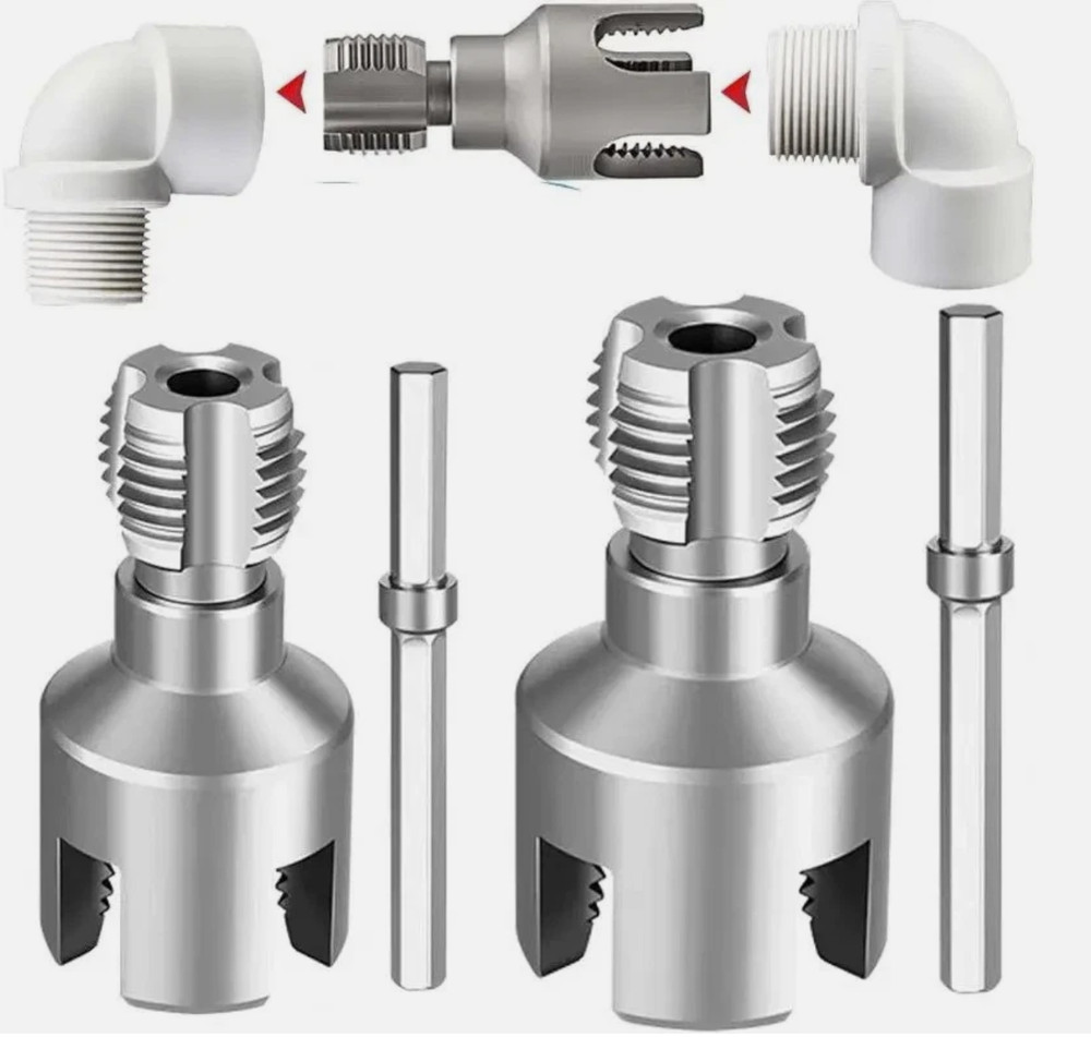 2Pcs 1/2''&3/4'' Water Pipe Integrated Internal & External Pipe Threading Tool
