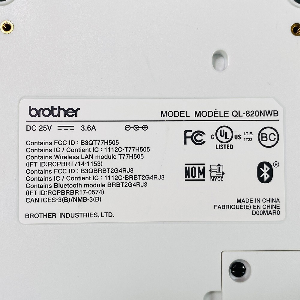 Brother QL-820NWB Thermal Barcode Printer Wireless BT USB LAN FULLY TESTED