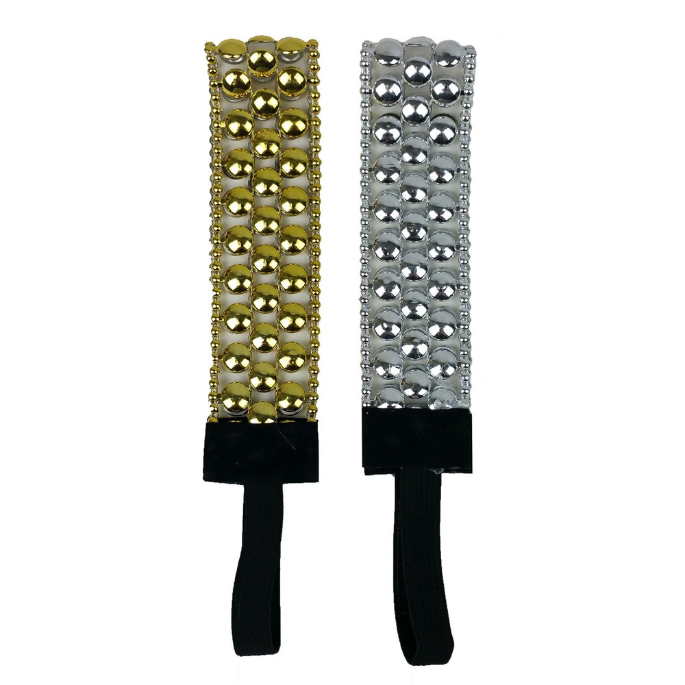2 PCS Gold & Silver Headwrap Headband with Elastic band