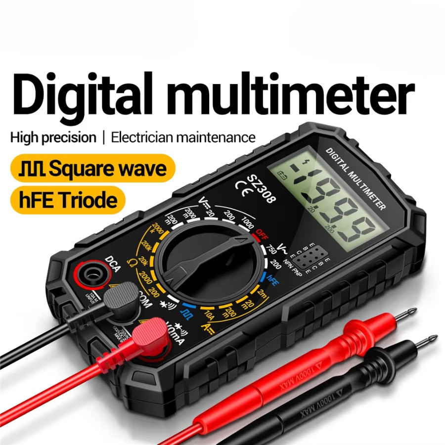 Digital Multimeter LCD Voltmeter Ammeter Ohmmeter Volt AC DC Tester Leads Meter