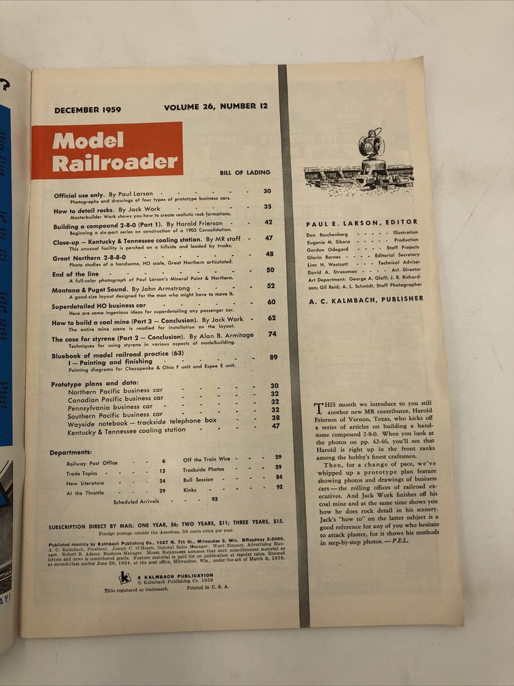 Model Railroader Magazine December 1959